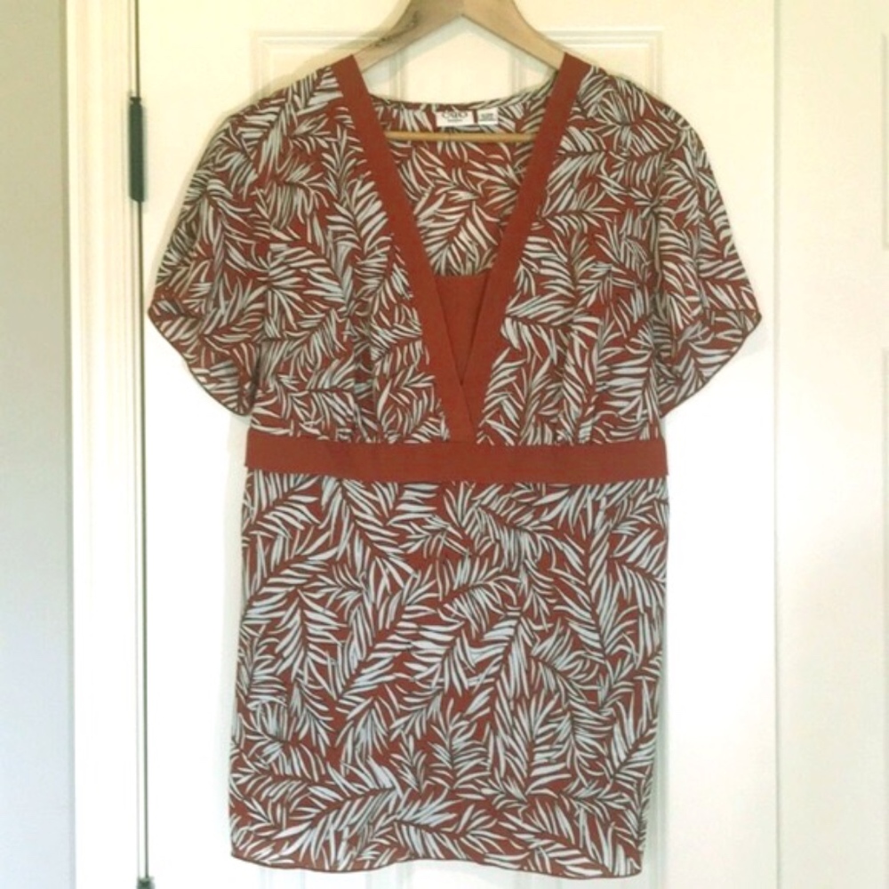 Cato burnt orange empire waist print tunic